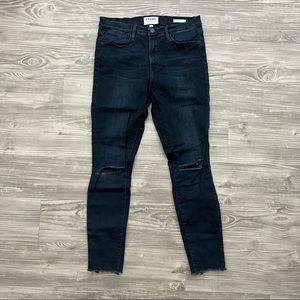 FRAME DENIM • Le High Skinny Distressed Denim Jeans